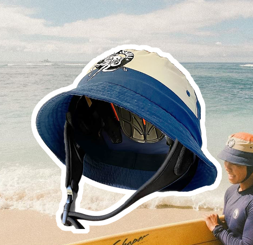A Low profile "Surf-Helmet" and head protection; Bucket hat style