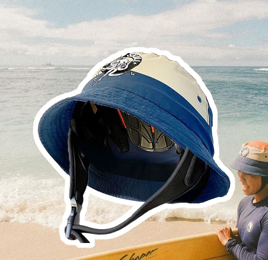 A Low profile "Surf Helmet" and head protection; Bucket hat style